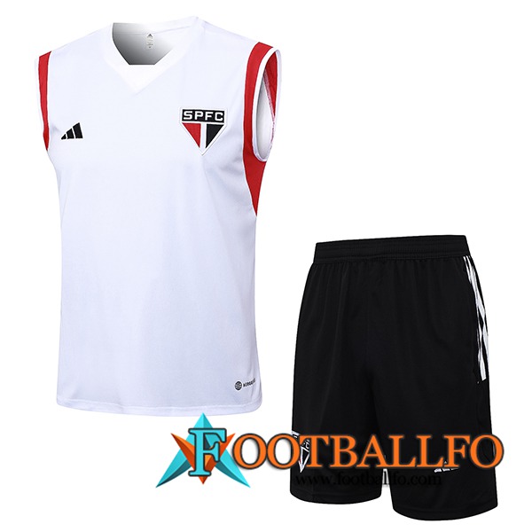 Camiseta Entrenamiento sin mangas + Cortos Sao Paulo FC Blanco 2023/2024 -02