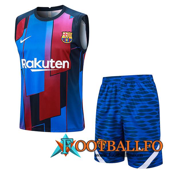Camiseta Entrenamiento sin mangas + Cortos FC Barcellona Azul 2023/2024 -03