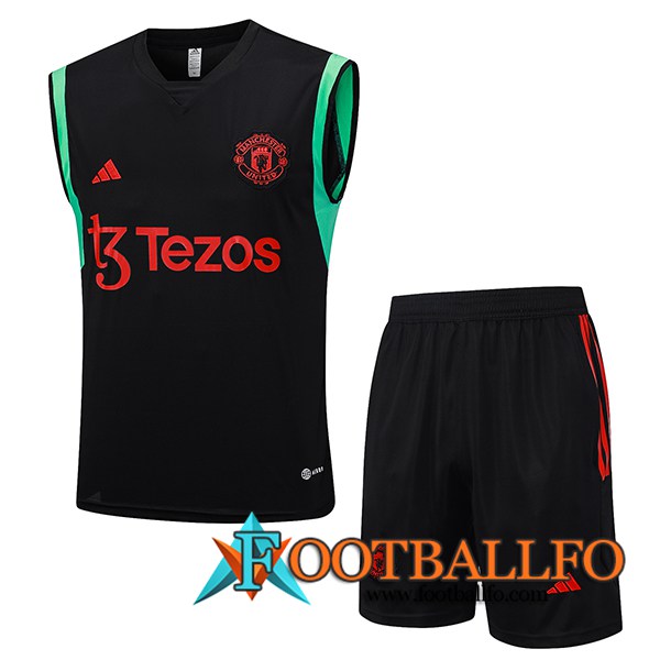Camiseta Entrenamiento sin mangas + Cortos Manchester United Negro 2023/2024 -05