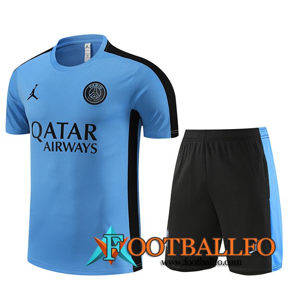 Camiseta Entrenamiento + Cortos Jordan PSG Azul Claro 2023/2024