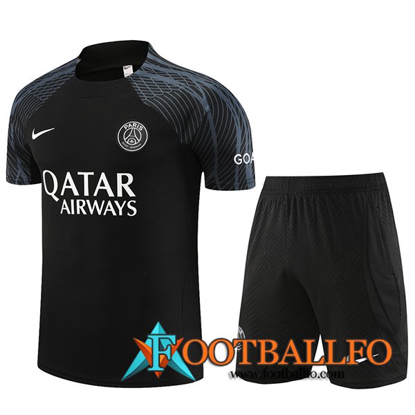 Camiseta Entrenamiento + Cortos PSG Negro 2023/2024 -02