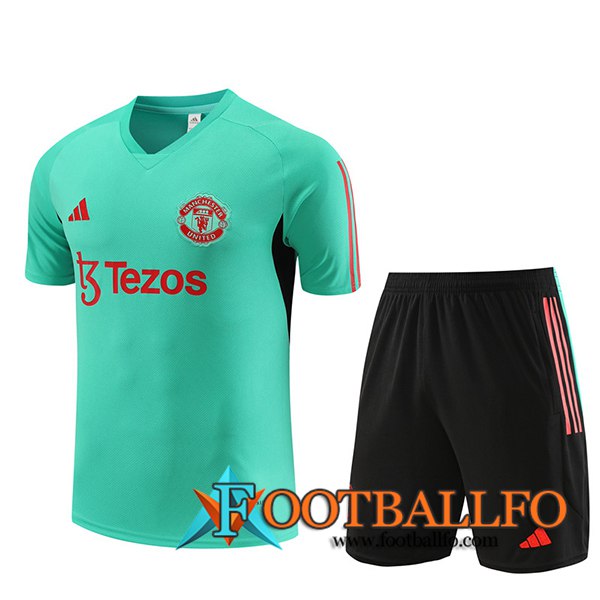 Camiseta Entrenamiento + Cortos Manchester United Verde 2023/2024 -02