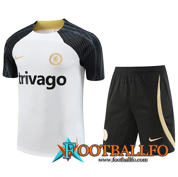 Camiseta Entrenamiento + Cortos FC Chelsea Blanco 2023/2024 -03