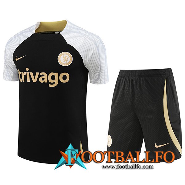 Camiseta Entrenamiento + Cortos FC Chelsea Negro 2023/2024 -02