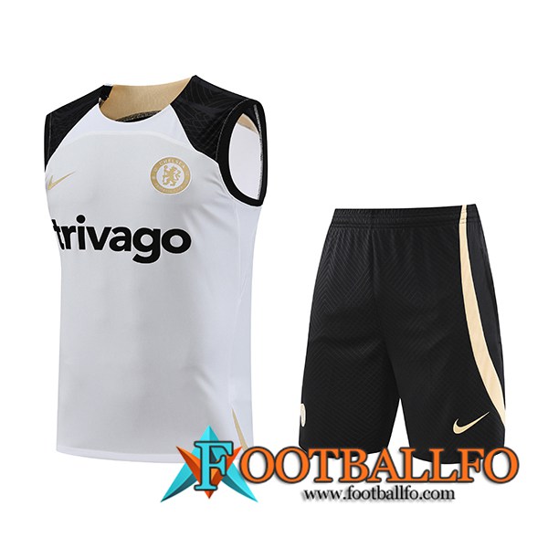 Camiseta Entrenamiento sin mangas + Cortos FC Chelsea Blanco 2023/2024 -03