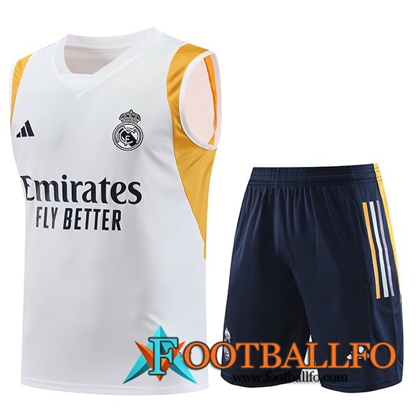 Camiseta Entrenamiento sin mangas + Cortos Real Madrid Blanco 2023/2024 -04
