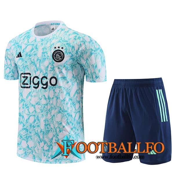 Camiseta Entrenamiento + Cortos Ajax Azul Claro 2023/2024 -02