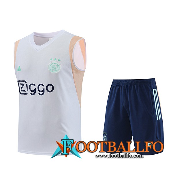 Camiseta Entrenamiento sin mangas + Cortos Ajax Blanco 2023/2024 -02