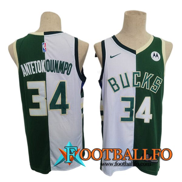 Camisetas Milwaukee Bucks (ANTETOKOUNMPO #34) 2023/24 Blanco/Verde