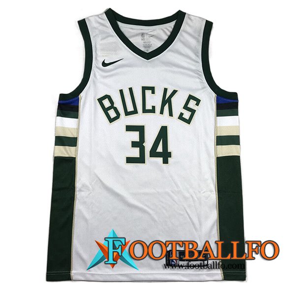 Camisetas Milwaukee Bucks (ANTETOKOUNMPO #34) 2023/24 Blanco
