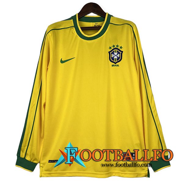 Camisetas De Futbol Bresil Retro Primera Manga Largas 1998