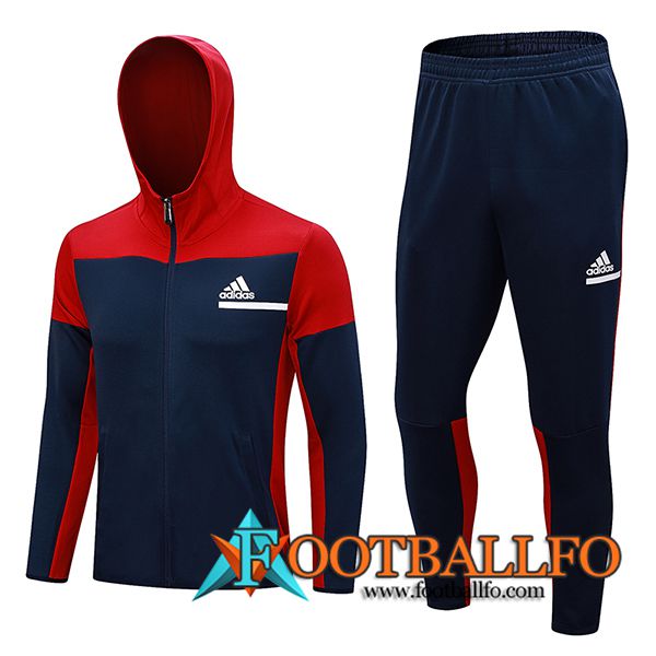 Chaqueta Con Capucha Chandal Rompevientos Adidas Azul/Rojo 2023/2024