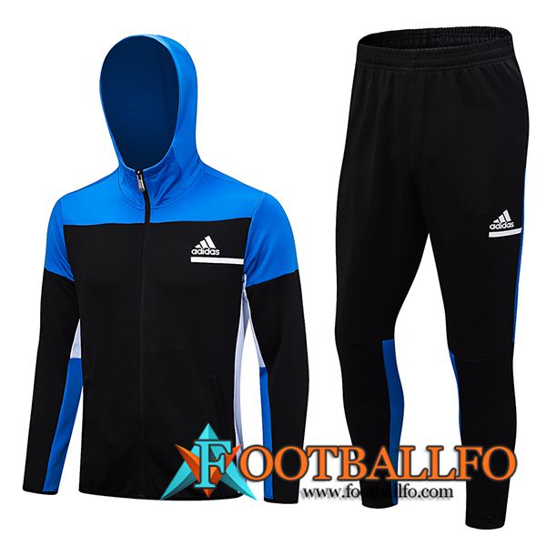 Chaqueta Con Capucha Chandal Rompevientos Adidas Negro/Azul 2023/2024