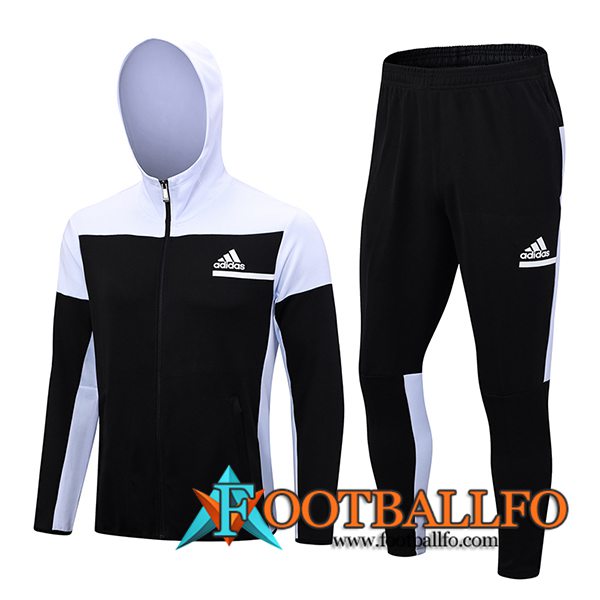 Chaqueta Con Capucha Chandal Rompevientos Adidas Negro/Blanco 2023/2024