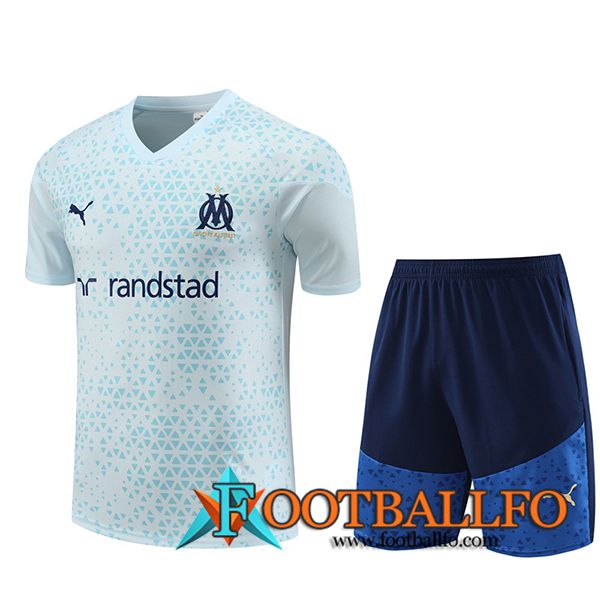 Camiseta Entrenamiento + Cortos Marsella Azul Claro 2023/2024 -02