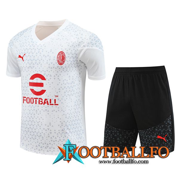 Camiseta Entrenamiento + Cortos AC Milan Blanco 2023/2024
