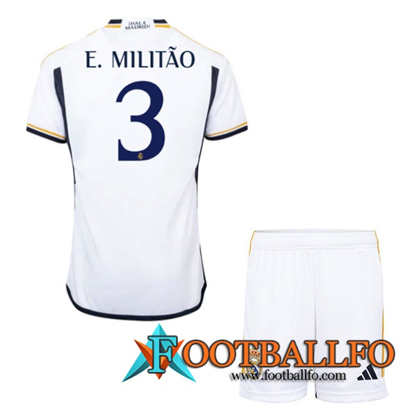 Camisetas De Futbol Real Madrid (E. MILITÃO #3) Ninos 2023/2024 Primera