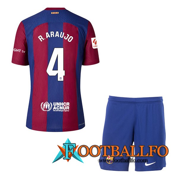 Camisetas De Futbol Barcelona (R. ARAUJO #4) Ninos 2023/2024 Primera