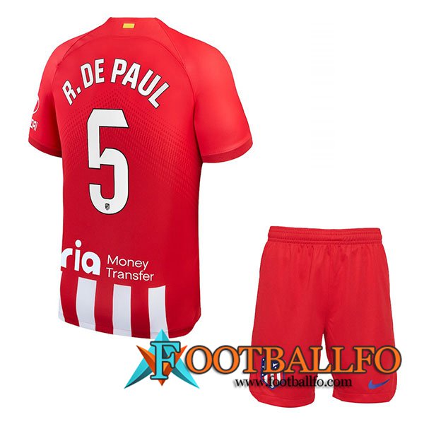 Camisetas De Futbol Atletico Madrid (R. DE PAUL #5) Ninos 2023/2024 Primera