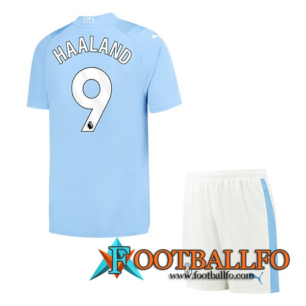 Camisetas De Futbol Manchester City (HAALAND #9) Ninos 2023/2024 Primera
