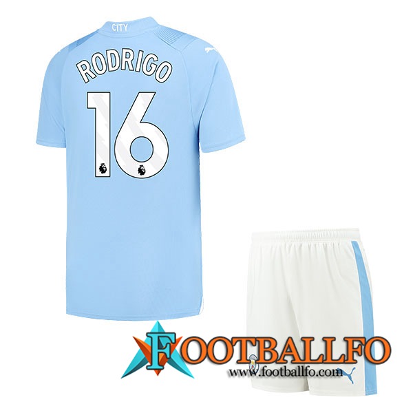 Camisetas De Futbol Manchester City (RODRIGO #16) Ninos 2023/2024 Primera
