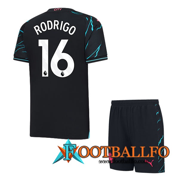 Camisetas De Futbol Manchester City (RODRIGO #16) Ninos 2023/2024 Tercera