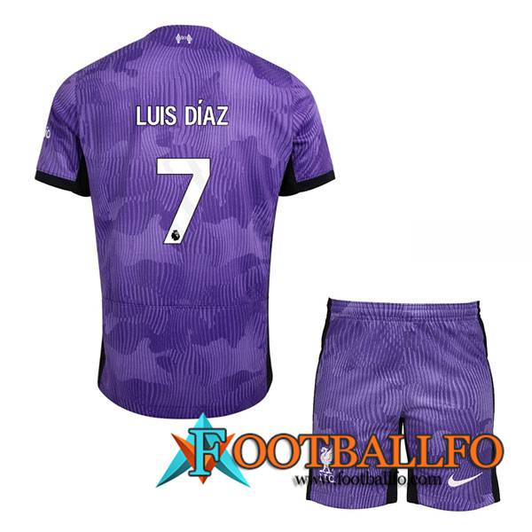 Camisetas De Futbol Liverpool (LUIS DÍAZ #7) Ninos 2023/2024 Tercera