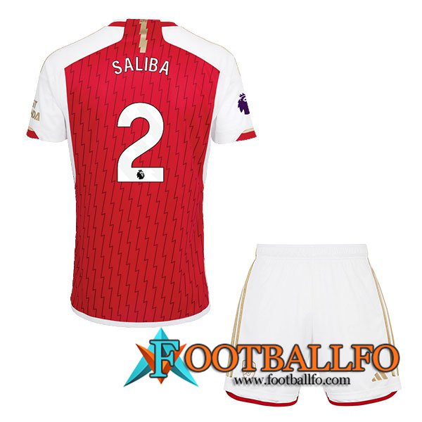 Camisetas De Futbol Arsenal (SALIBA #2) Ninos 2023/2024 Primera