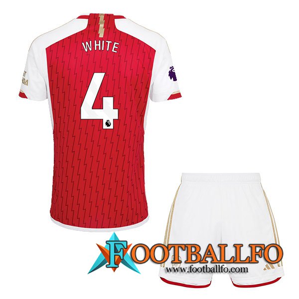 Camisetas De Futbol Arsenal (WHITE #4) Ninos 2023/2024 Primera