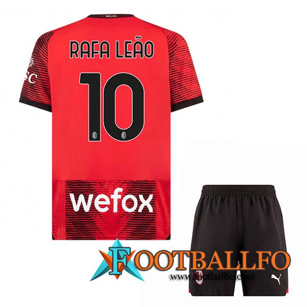 Camisetas De Futbol AC Milan (RAFAEL LEÃO #10) Ninos 2023/2024 Primera