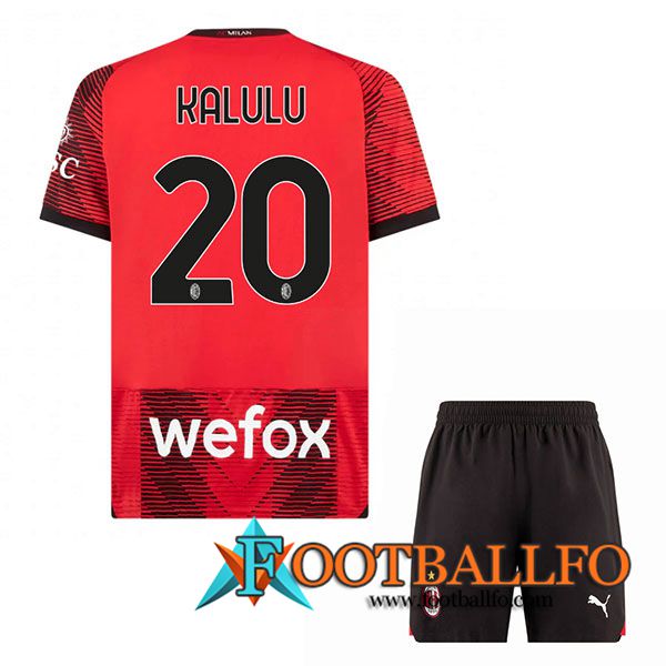 Camisetas De Futbol AC Milan (KALULU #20) Ninos 2023/2024 Primera