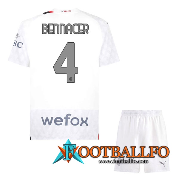 Camisetas De Futbol AC Milan (BENNACER #4) Ninos 2023/2024 Segunda