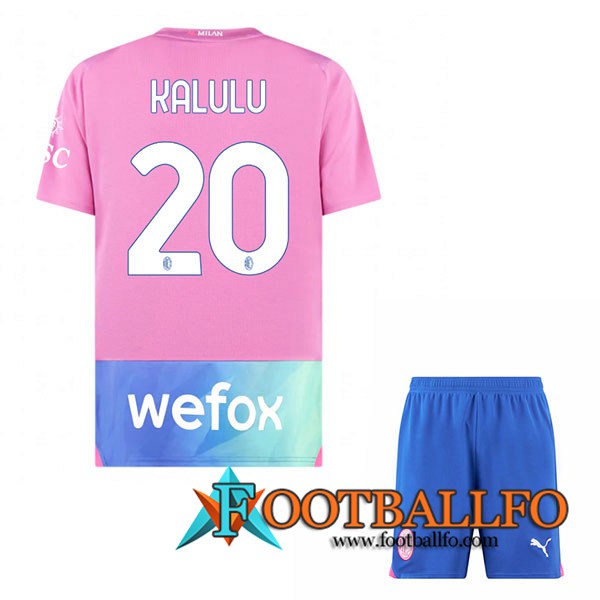 Camisetas De Futbol AC Milan (KALULU #20) Ninos 2023/2024 Tercera