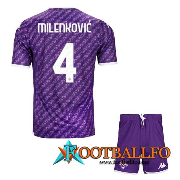 Camisetas De Futbol ACF Fiorentina (MILENKOVIC #4) Ninos 2023/2024 Primera