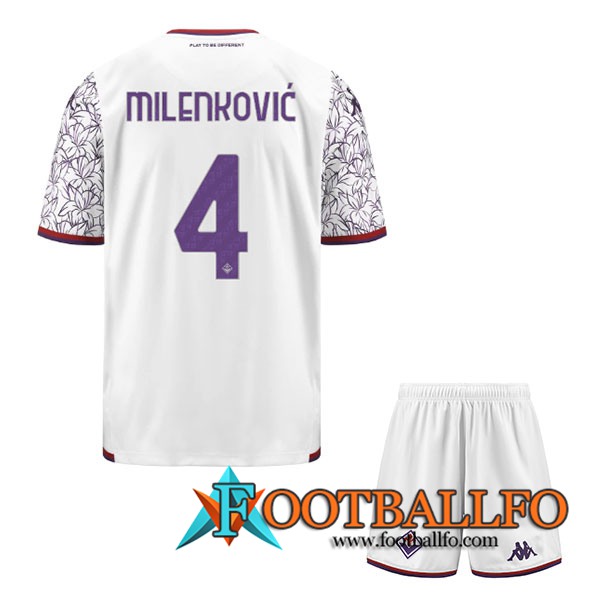 Camisetas De Futbol ACF Fiorentina (MILENKOVIC #4) Ninos 2023/2024 Segunda