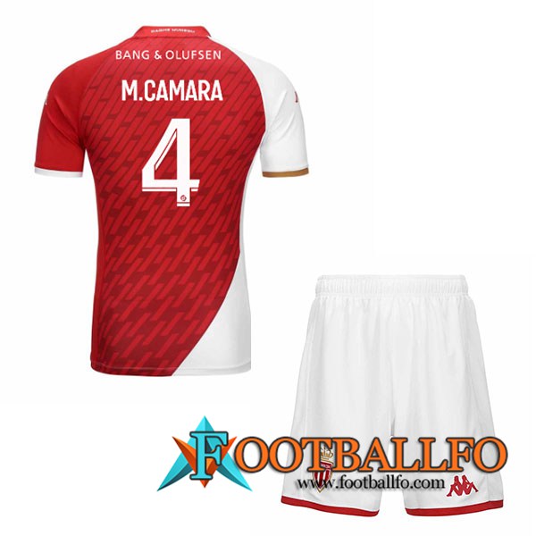 Camisetas De Futbol AS Monaco (M.CAMARA #4) Ninos 2023/2024 Primera