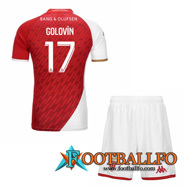 Camisetas De Futbol AS Monaco (GOLOVIN #17) Ninos 2023/2024 Primera