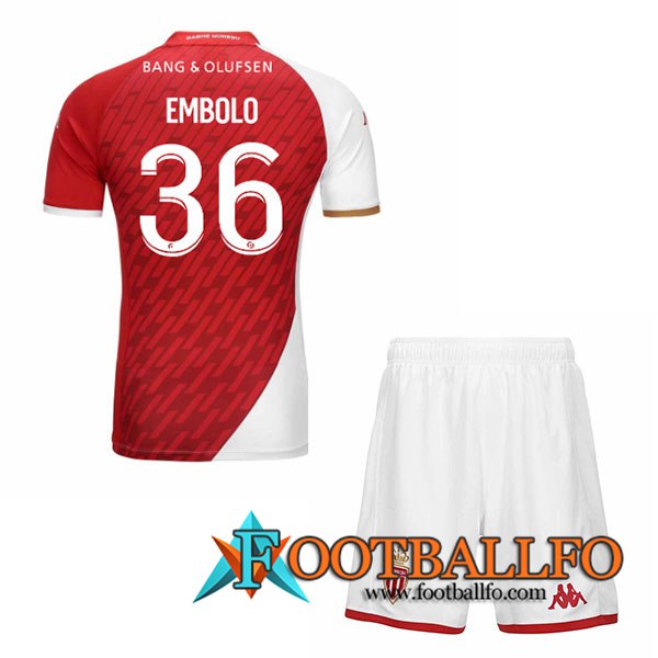 Camisetas De Futbol AS Monaco (EMBOLO #36) Ninos 2023/2024 Primera