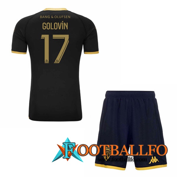 Camisetas De Futbol AS Monaco (GOLOVIN #17) Ninos 2023/2024 Segunda