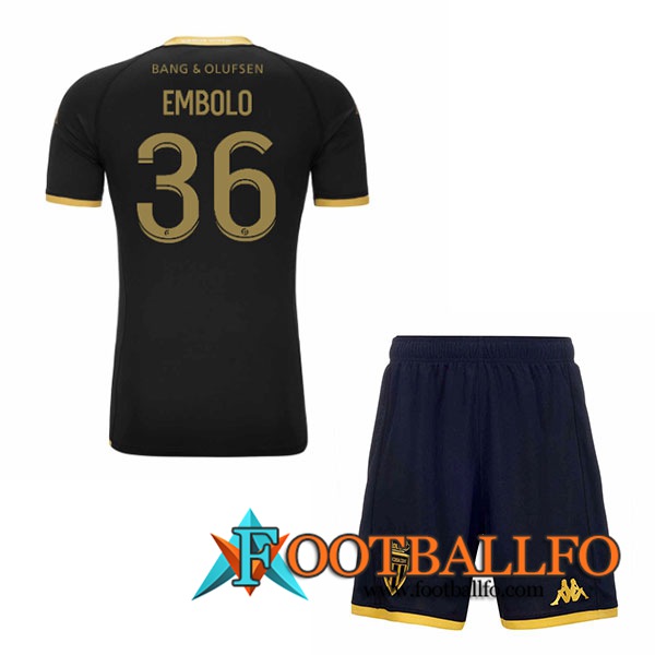 Camisetas De Futbol AS Monaco (EMBOLO #36) Ninos 2023/2024 Segunda