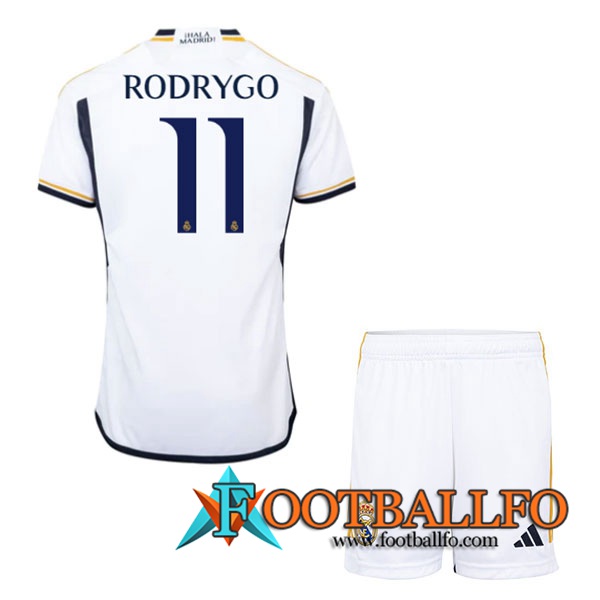 Camisetas De Futbol Real Madrid (RODRYGO #11) Ninos 2023/2024 Primera