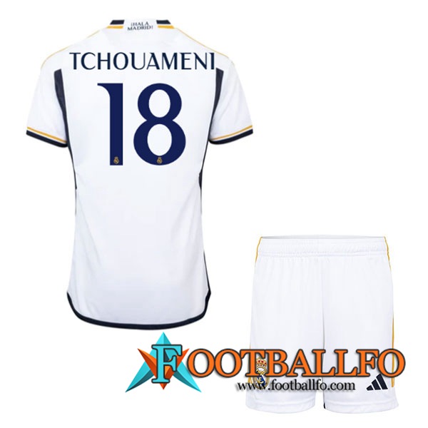 Camisetas De Futbol Real Madrid (TCHOUAMÉNI #18) Ninos 2023/2024 Primera
