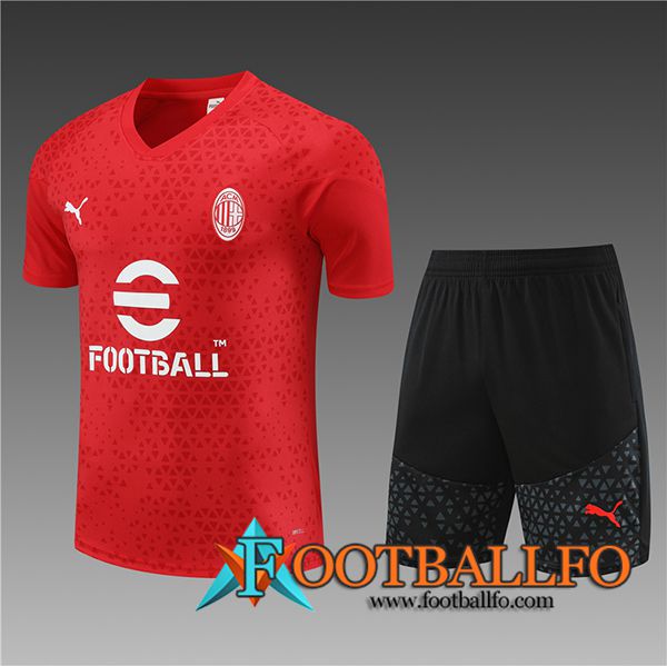 Training T-Shirts + Cortos AC Milan Nino Rojo 2023/2024