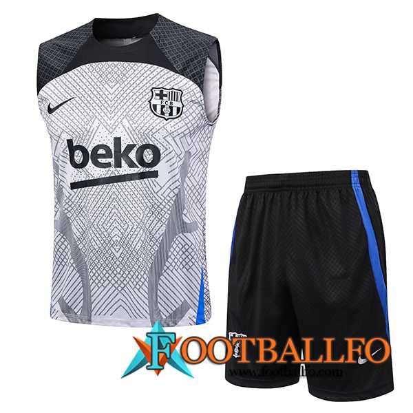 Camiseta Entrenamiento sin mangas + Cortos FC Barcelona Gris Claro 2023/2024