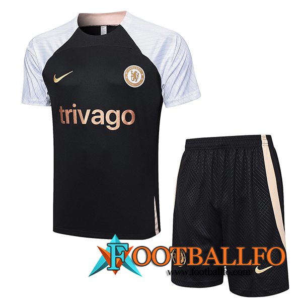 Camiseta Entrenamiento + Cortos FC Chelsea Negro 2023/2024 -03