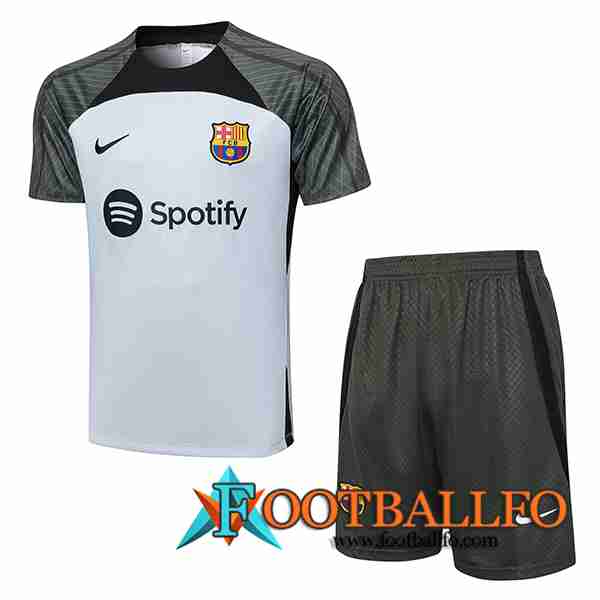 Camiseta Entrenamiento + Cortos FC Barcelona Gris Claro 2023/2024