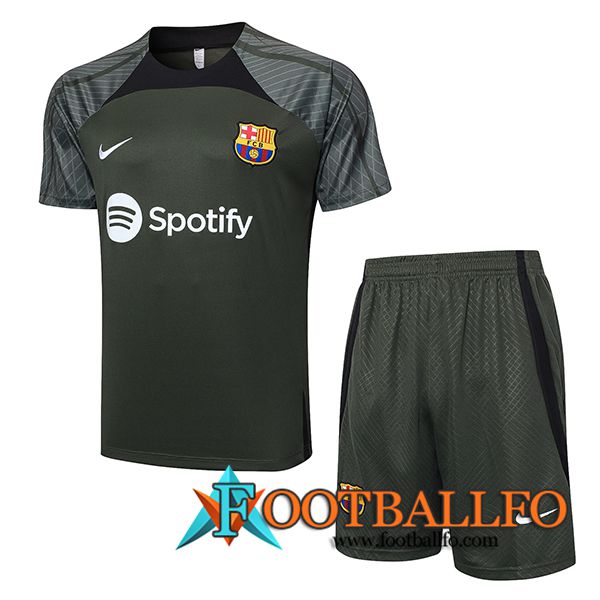 Camiseta Entrenamiento + Cortos FC Barcelona Verde 2023/2024 -04