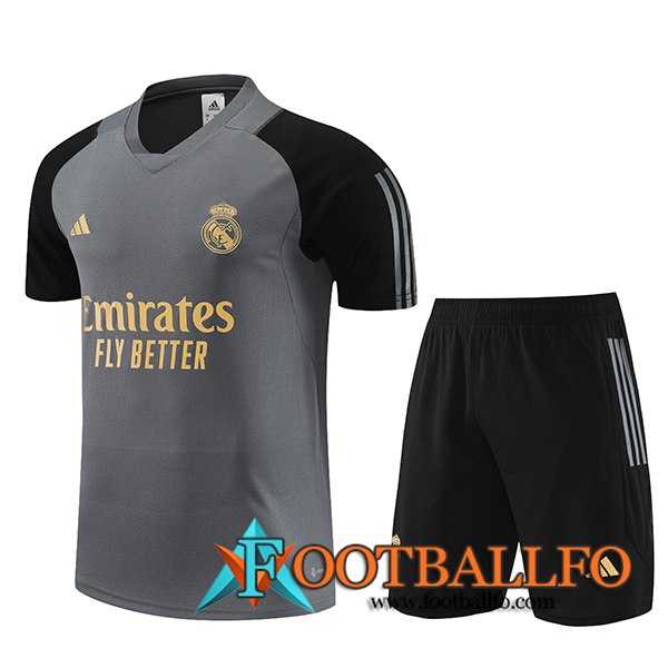 Camiseta Entrenamiento + Cortos Real Madrid Gris 2023/2024