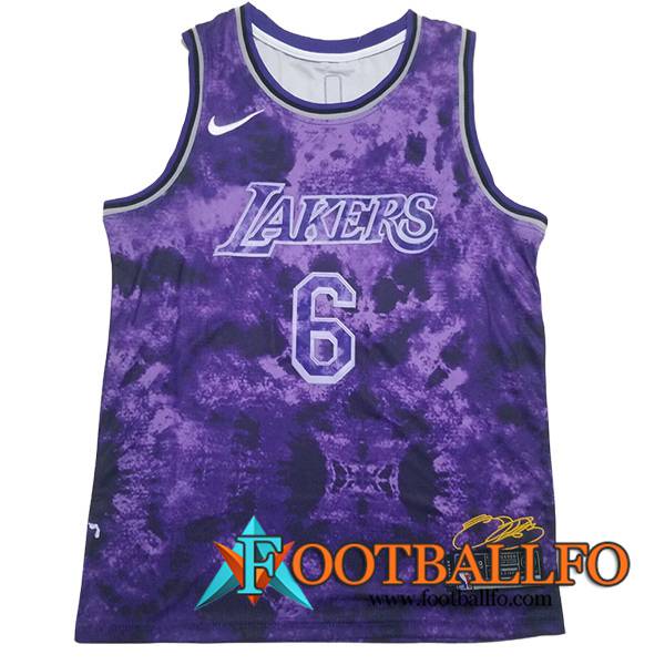 Camisetas De Futbol Los Angeles Lakers (JAMES #6) 2023/24 Violeta -03