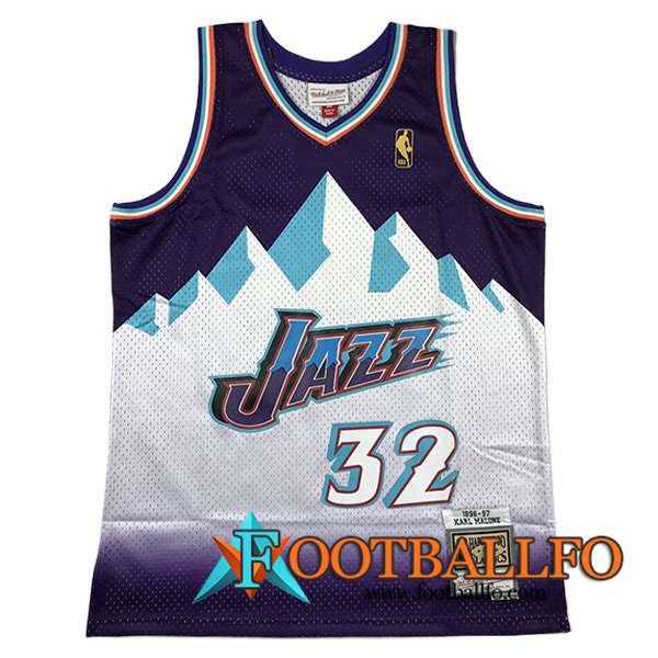 Camisetas De Futbol Utah Jazz (MALONE #32) 2023/24 Blanco/Violeta